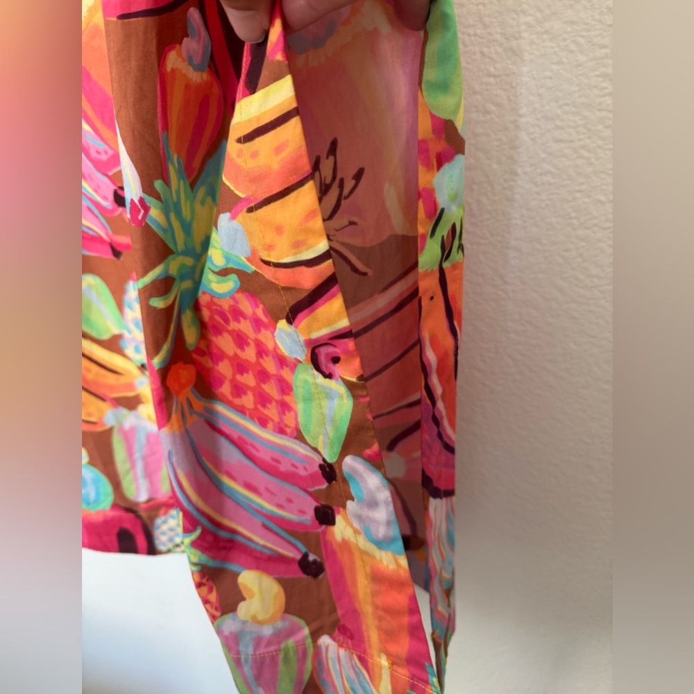 NWT FARM Rio Fruit Salad MIDI Dress Fruit Print with Puff Sleeves Size Large - Picture 8 of 16